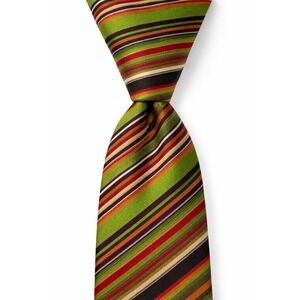 Tailor Byrd Tie Mens Silk Green Brown Striped Designer Formal Preppy‎